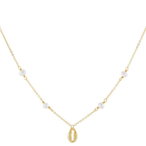 Pearl White Mini Pearl X Shell Necklace - Adina Eden's Jewels