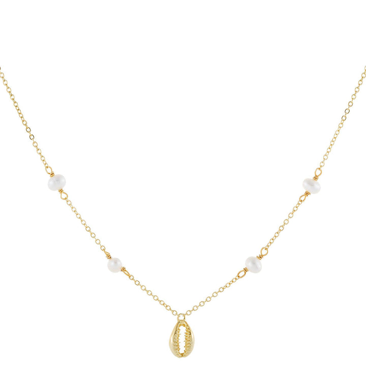 Pearl White Mini Pearl X Shell Necklace - Adina Eden's Jewels