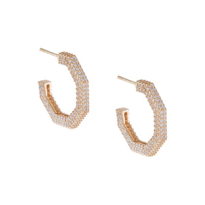 Rose Gold Pavé Hexagon Hoop Earring - Adina Eden's Jewels