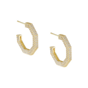  Pavé Hexagon Hoop Earring - Adina Eden's Jewels