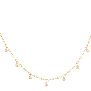 Gold Mini Dangling Teardrop Link Necklace - Adina Eden's Jewels