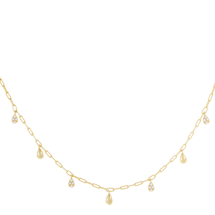 Gold Mini Dangling Teardrop Link Necklace - Adina Eden's Jewels