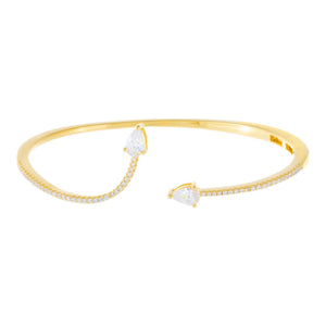 Gold Teardrop CZ Stone Bangle - Adina Eden's Jewels