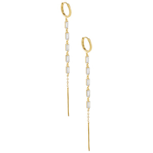 Gold Baguette Drop Huggie Earring - Adina Eden's Jewels