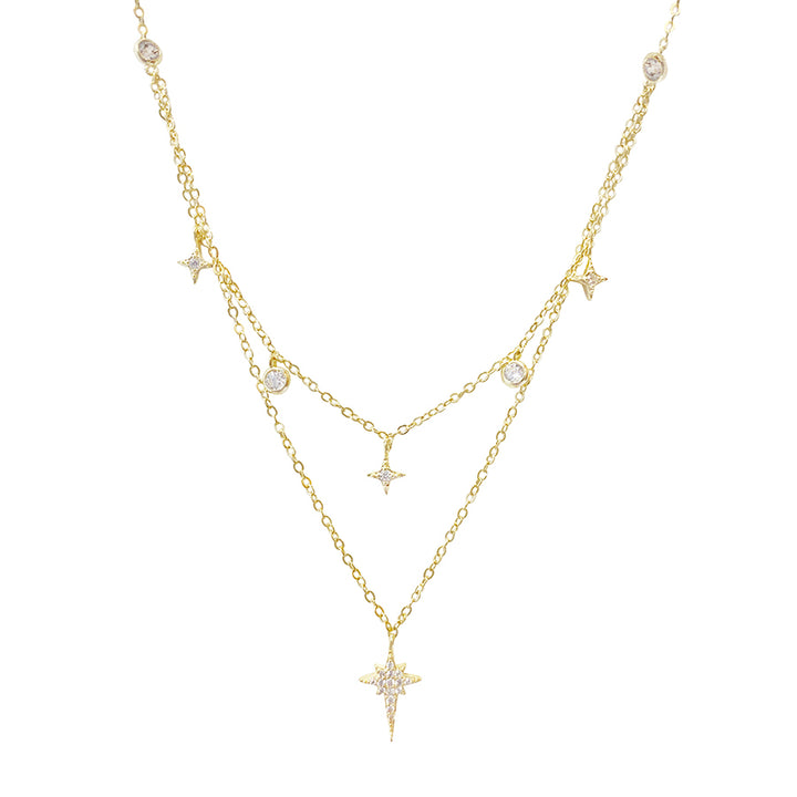 Gold Two in One CZ Starburst Necklace - Adina Eden's Jewels