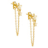 Gold Solid Star Chain Stud Earring - Adina Eden's Jewels