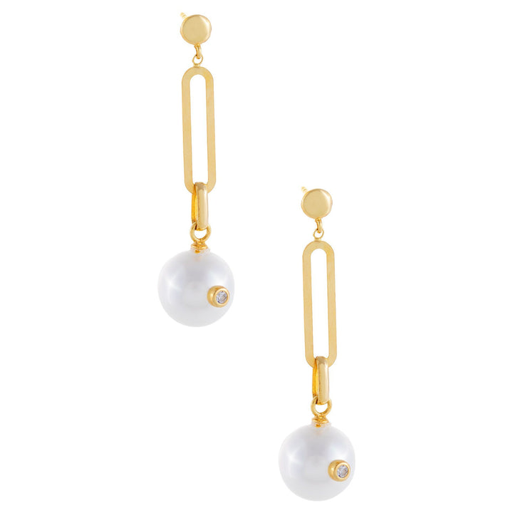 Pearl White Pearl X Link Drop Stud Earring - Adina Eden's Jewels