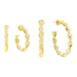  Spiral Hollow Hoop Earring Combo Set - Adina Eden's Jewels