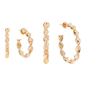 Rose Gold Spiral Hollow Hoop Earring Combo Set - Adina Eden's Jewels