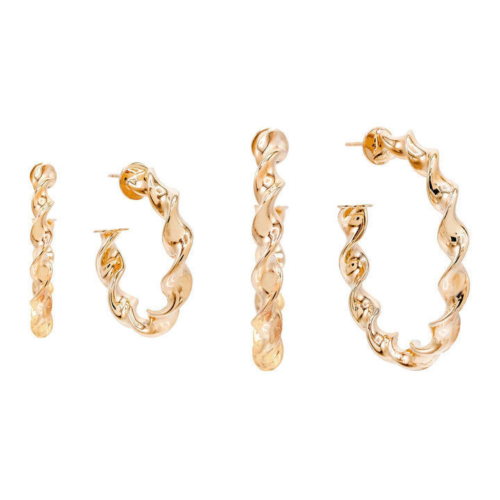 Rose Gold Spiral Hollow Hoop Earring Combo Set - Adina Eden's Jewels