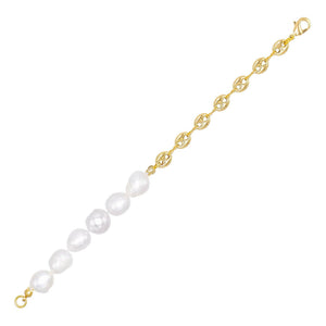 Pearl White Pearl X Mariner Chain Bracelet - Adina Eden's Jewels
