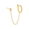 Gold / Single Beaded Ear Cuff X Ball Stud Earring - Adina Eden's Jewels