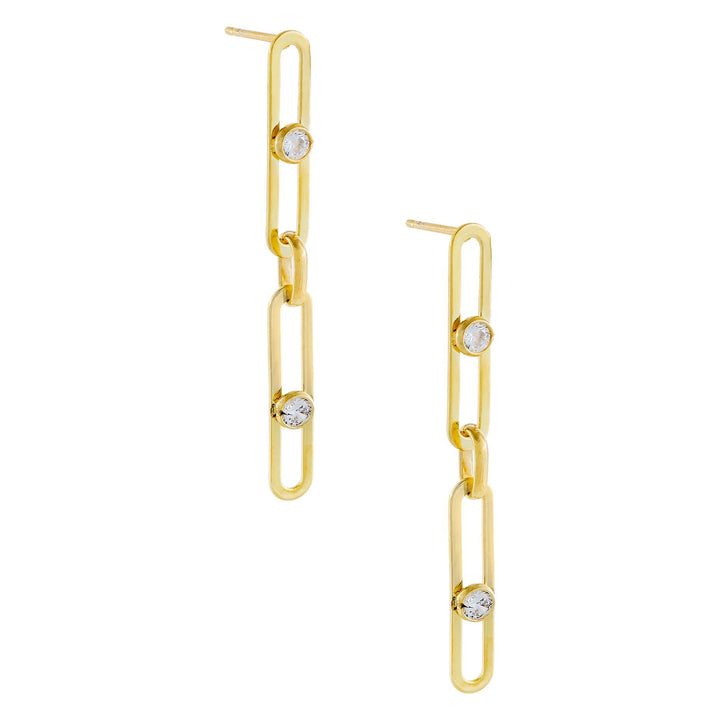 Gold Bezel X Link Drop Stud Earring - Adina Eden's Jewels
