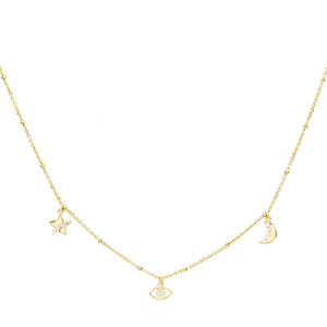 Gold Pavé Charms Necklace - Adina Eden's Jewels