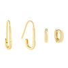 Gold Solid Safety Pin Huggie X Huggie Earring Combo Set - Adina Eden's Jewels