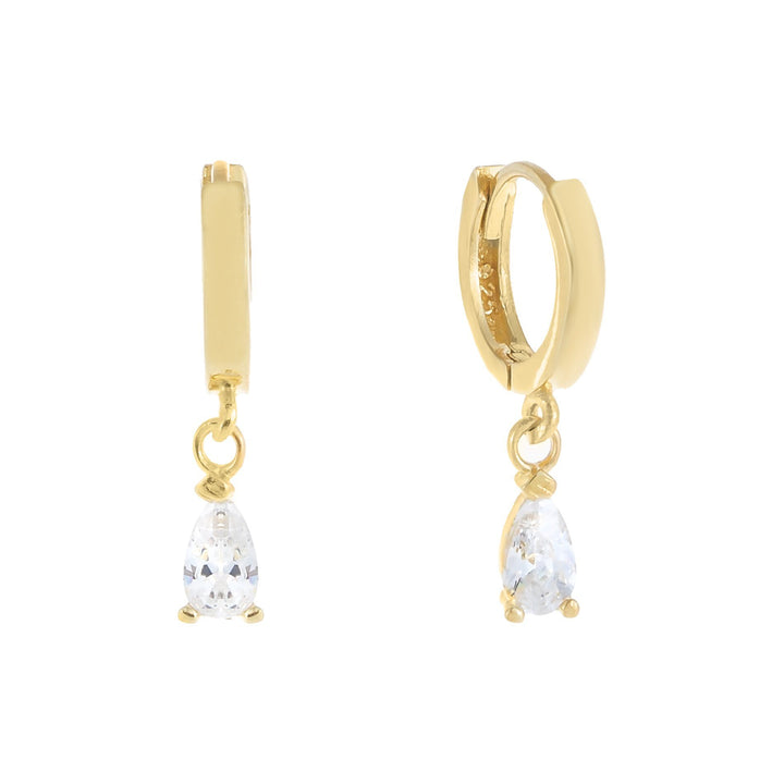 Gold Mini Teardrop Dangle Huggie Earring - Adina Eden's Jewels