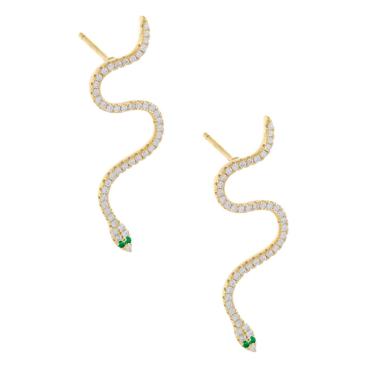 Gold CZ Snake Drop Stud Earring - Adina Eden's Jewels