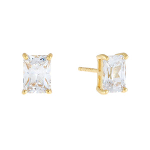 Gold CZ Emerald Cut Stud Earring - Adina Eden's Jewels