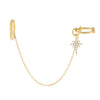 Gold Pavé Dangling Starburst Chain Ear Cuff - Adina Eden's Jewels
