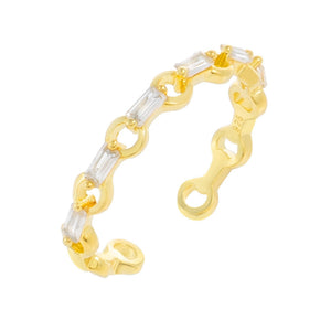 Gold / 8 Baguette Stone Link Ring - Adina Eden's Jewels
