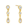Gold CZ Bezel Teardrop Drop Stud Earring - Adina Eden's Jewels
