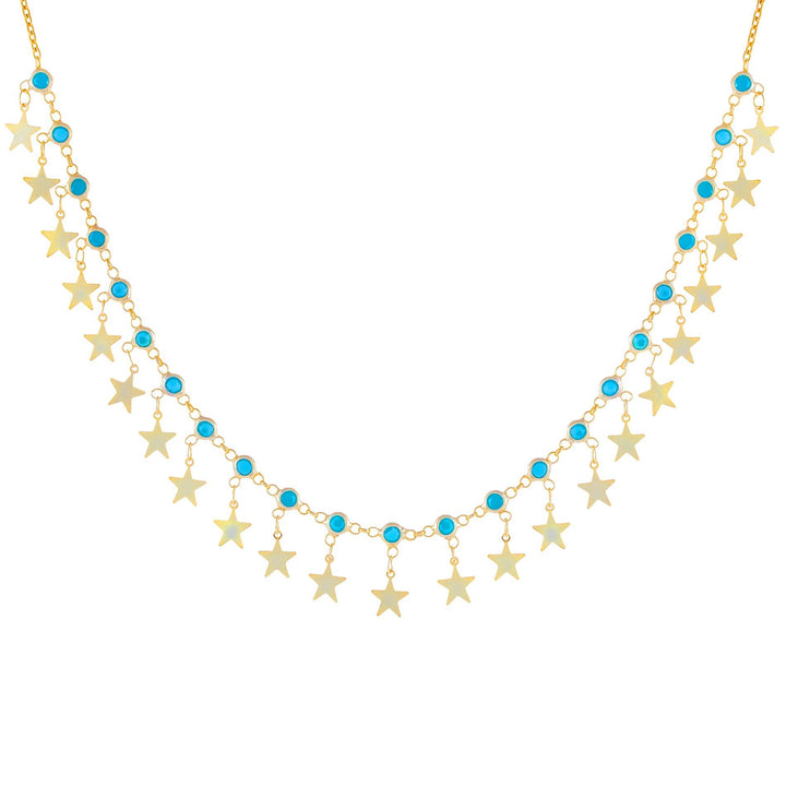 Turquoise Dangling Star X Turquoise Bezel Choker - Adina Eden's Jewels
