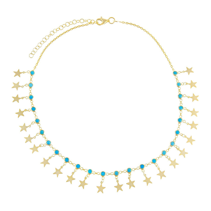 Dangling Star X Turquoise Bezel Choker - Adina Eden's Jewels