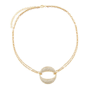  Pavé Omega Round Pendant Link Choker - Adina Eden's Jewels