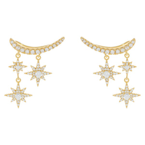 Gold CZ Starburst Ear Climber - Adina Eden's Jewels