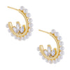 Pearl White CZ Flower X Pearl Hoop Earring - Adina Eden's Jewels