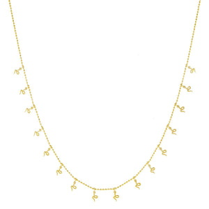Gold Solid Dangling Snakes Necklace - Adina Eden's Jewels