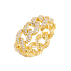 Gold / 6 Pavé Chain Link Ring - Adina Eden's Jewels