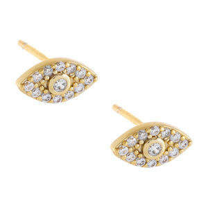Gold Bezel Evil Eye Stud Earring - Adina Eden's Jewels