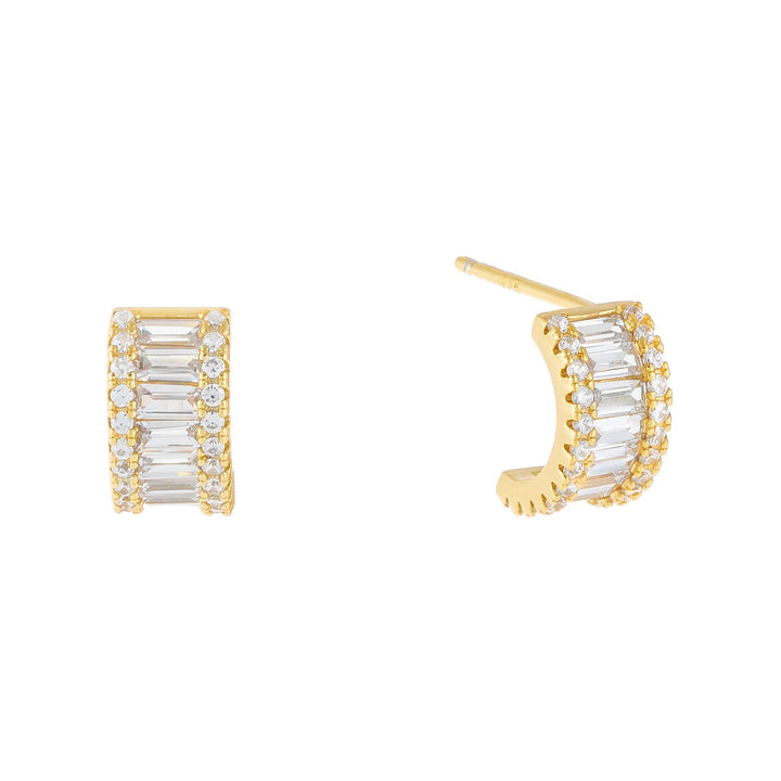  Mini CZ X Baguette Hoop Earring - Adina Eden's Jewels