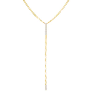 Gold CZ Bar Cuban Chain Lariat - Adina Eden's Jewels