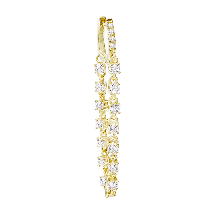 Gold / Single CZ Stone Chain Huggie Earring - Adina Eden's Jewels