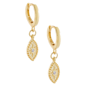 Gold CZ Starburst Evil Eye Huggie Earring - Adina Eden's Jewels