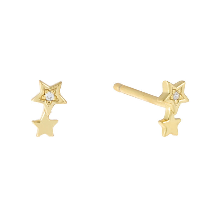Gold Tiny Double Star Stud Earring - Adina Eden's Jewels