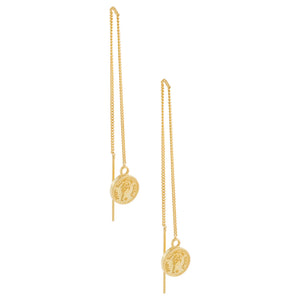 Gold Mini Coin Threader Earring - Adina Eden's Jewels