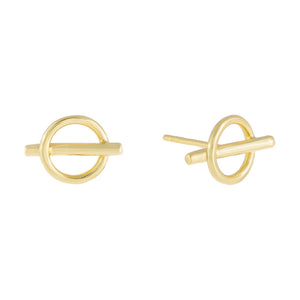 Gold Solid Toggle Stud Earring - Adina Eden's Jewels