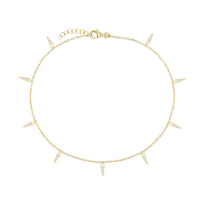 Gold CZ Spike Dangle Anklet - Adina Eden's Jewels