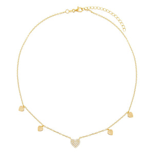  Pavé X Solid Hearts Necklace - Adina Eden's Jewels