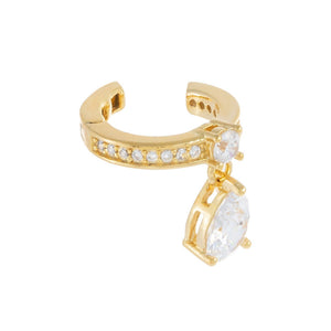 Gold Pavé Teardrop Dangle Ear Cuff - Adina Eden's Jewels