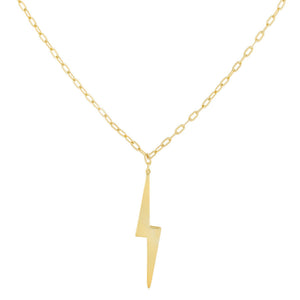 Gold Mini Solid Lightning Bolt Necklace - Adina Eden's Jewels