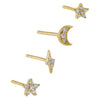 Gold CZ Tiny Mismatched Stud Earring Combo Set - Adina Eden's Jewels