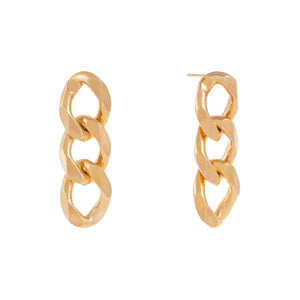 Gold / 1.25 IN. Cuban Curb Drop Link Stud Earring - Adina Eden's Jewels