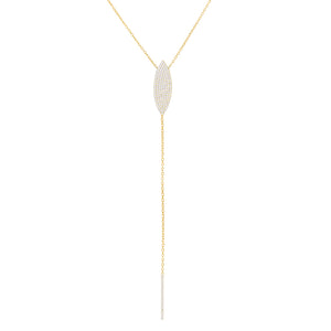 Gold Pavé Teardrop Lariat - Adina Eden's Jewels