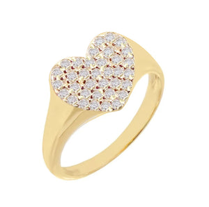 Gold / 3 Pavé Heart Pinky Ring - Adina Eden's Jewels