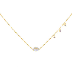 Gold CZ Bezel Evil Eye Necklace - Adina Eden's Jewels
