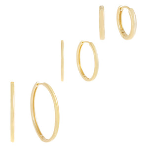 Gold Thin Solid Hoop Earring Combo Set - Adina Eden's Jewels